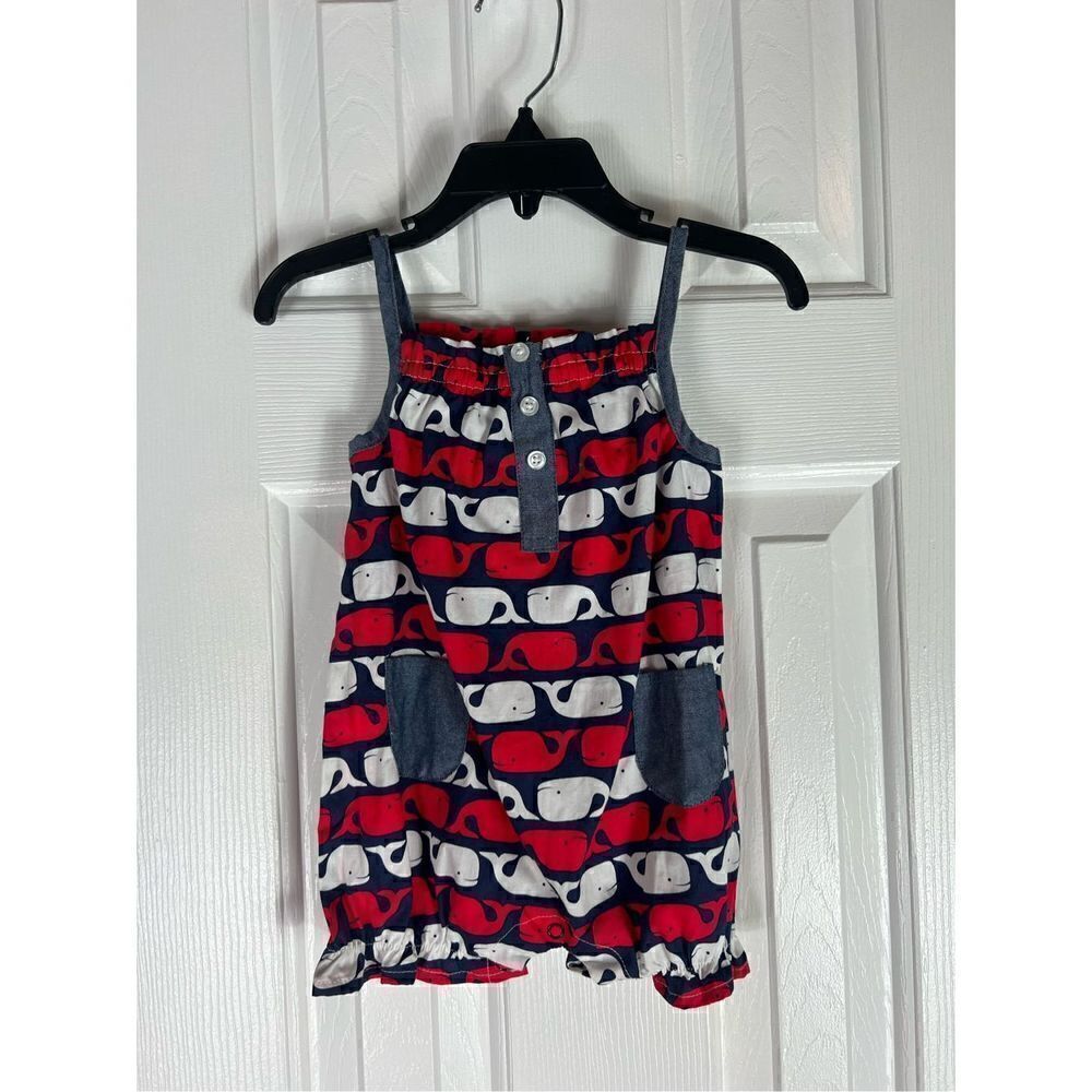 Mudpie Girls Whale Romper Size 6/9m